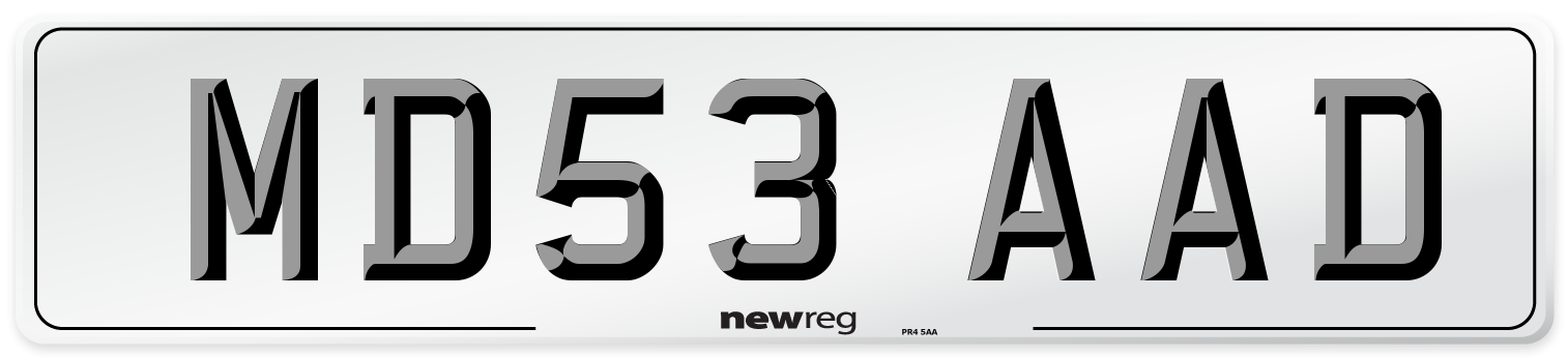 MD53 AAD Number Plate from New Reg